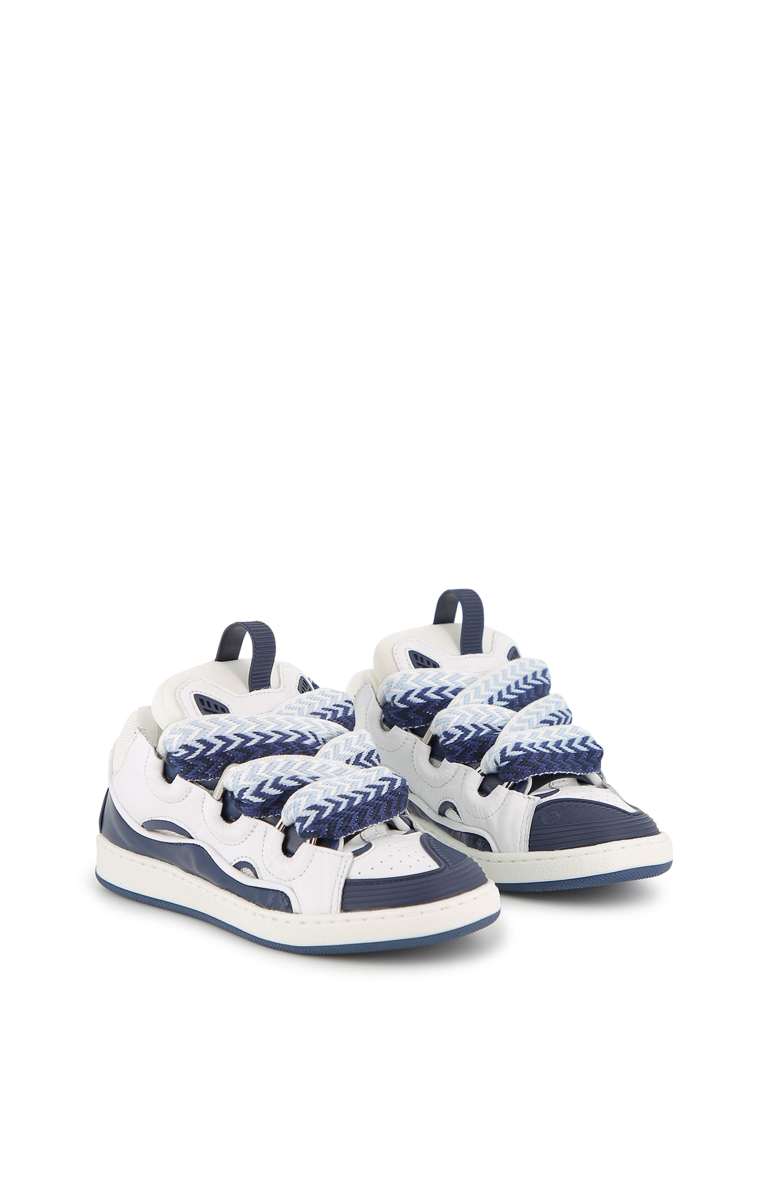 Lanvin Kids Curb Sneakers With Laces, Alternate, color, Navy Blue