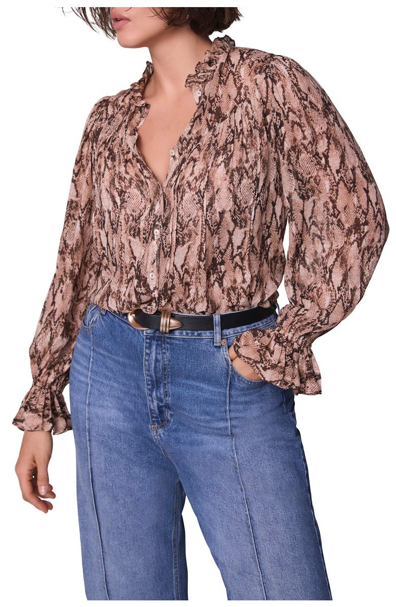 MINT VELVET Snake Print Blouse, Alternate, color, Brown