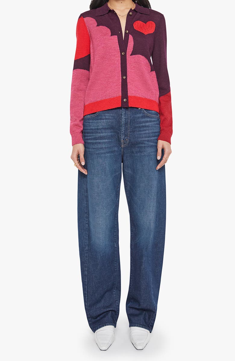 MOTHER The Racquet Abstract Print Alpaca Cardigan, Alternate, color, Pop Art