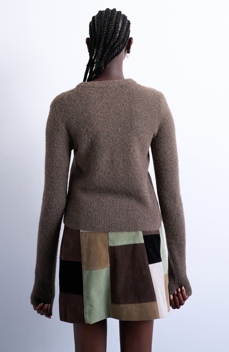 Topshop Covered Button Cardigan, Alternate, color, Brown