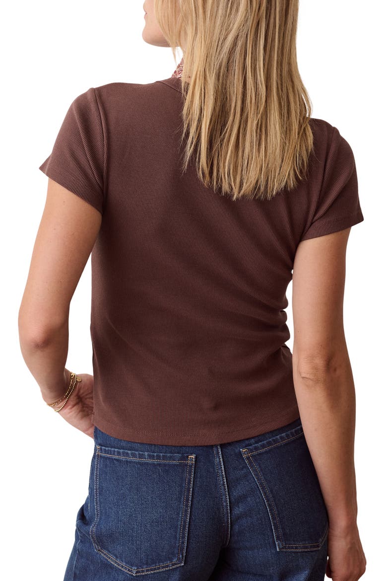 Lexi Rib Crewneck T-Shirt, Alternate, color, CHOCOLATE