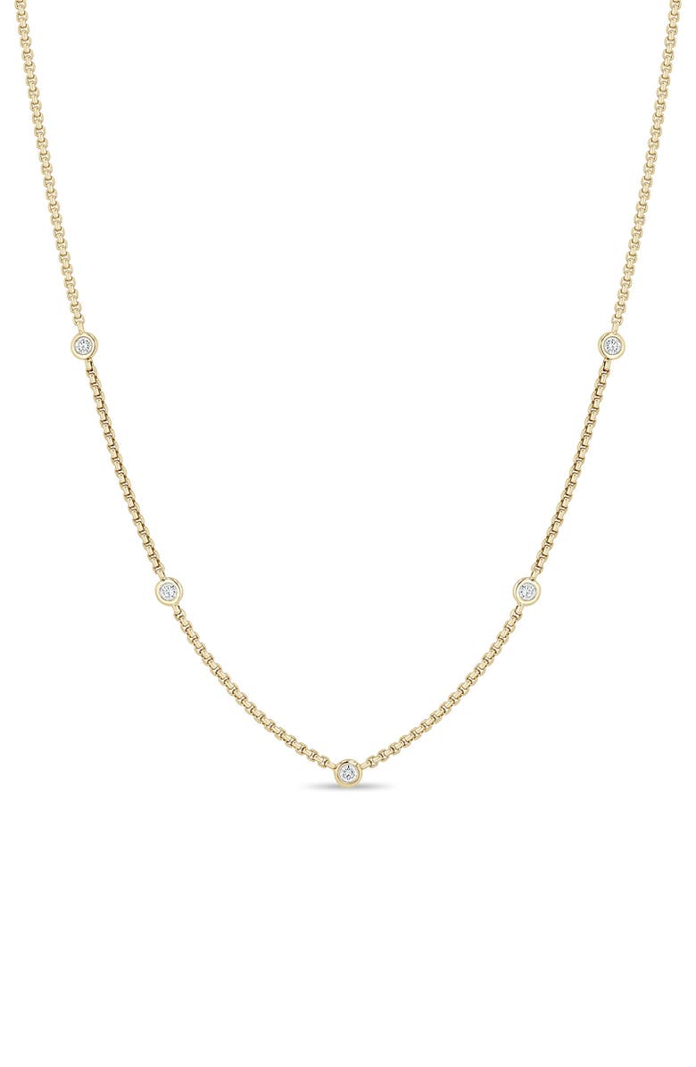 Zoë Chicco Diamond Station Necklace, Main, color, 14K Yellow Gold