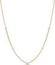 Zoë Chicco 14K Gold Floating Diamond Extra Small Box Chain Station Necklace