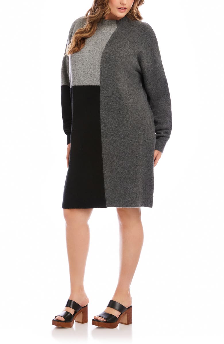 Karen Kane Colorblock Long Sleeve Sweater Dress, Alternate, color, Multi Color