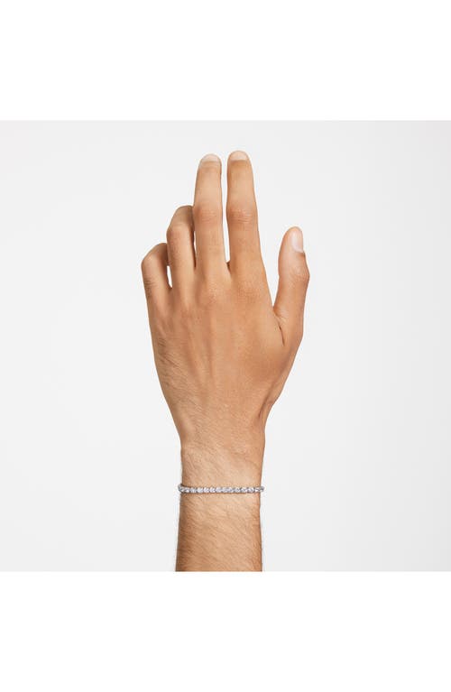 Swarovski Crystal Round Cut Matrix Tennis Bracelet In White