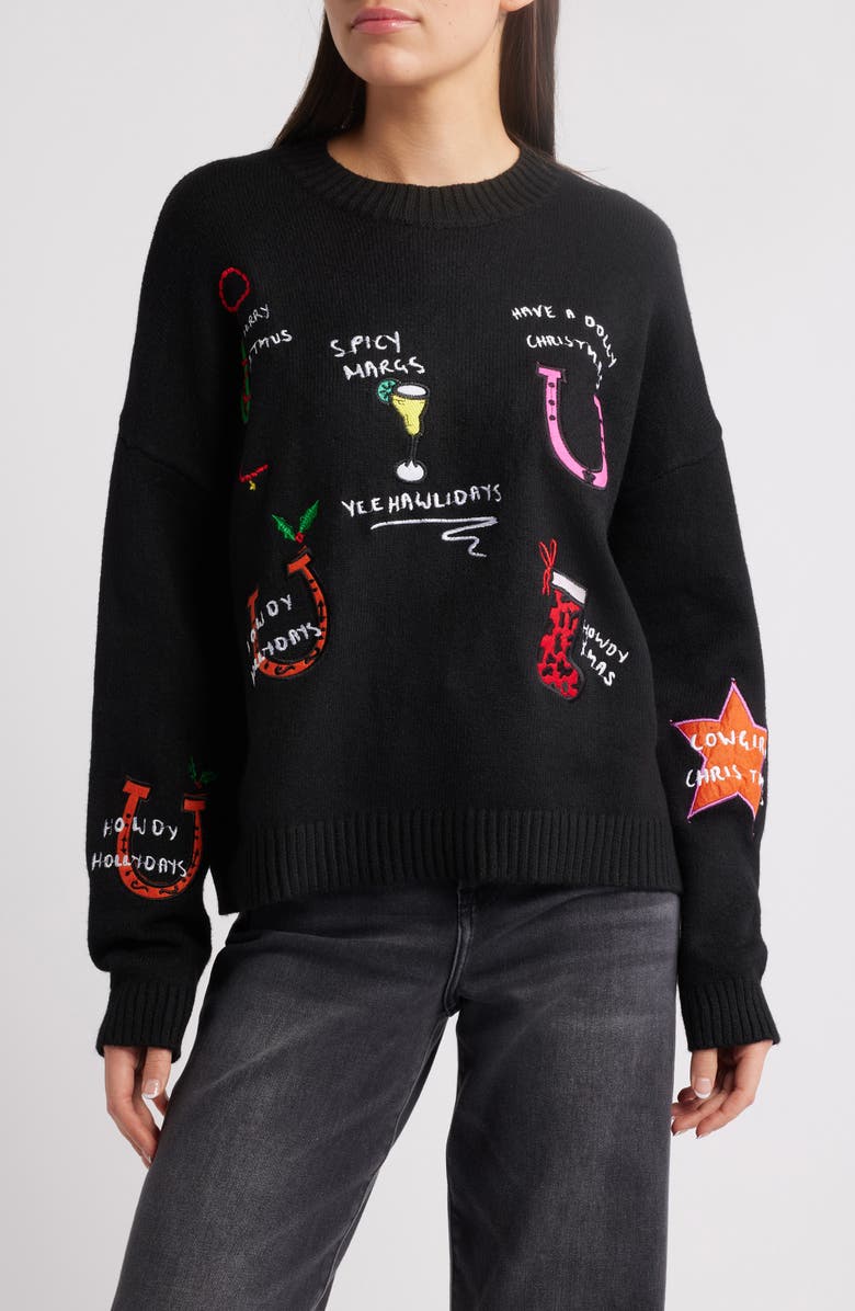 NASTY GAL Cowgirl Christmas Holiday Sweater, Main, color,