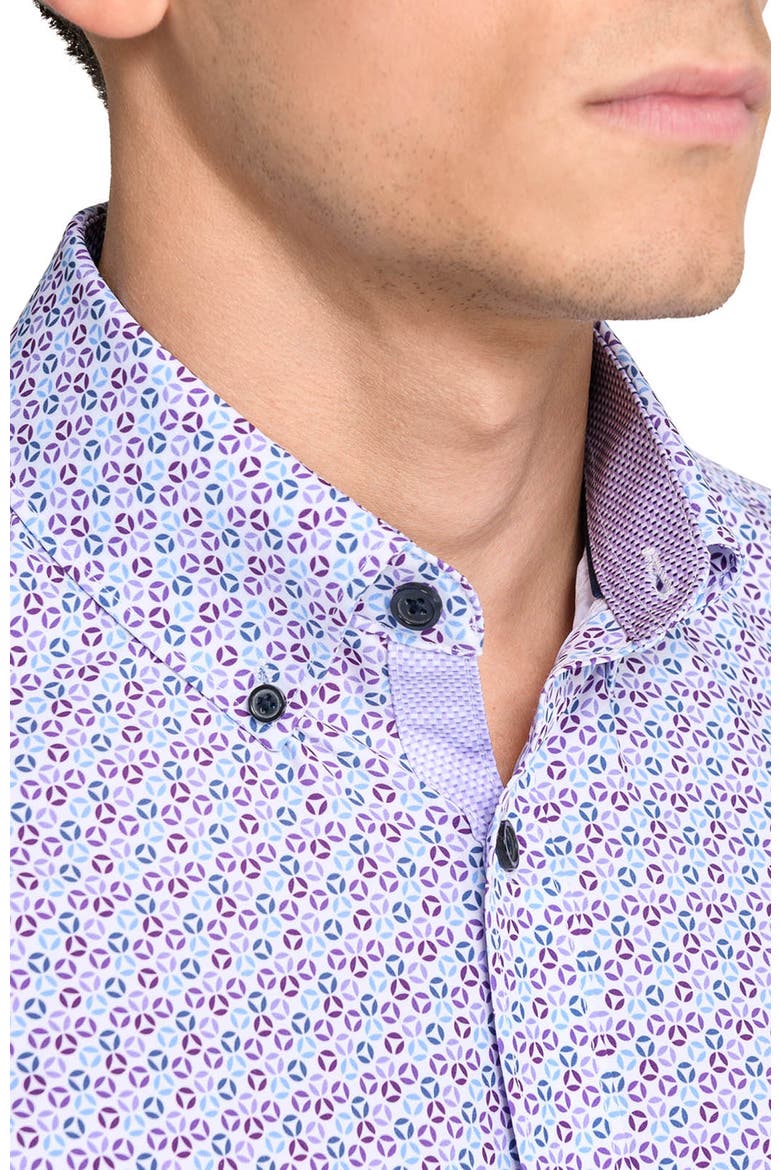 Slim Fit Circle Geo Performance Short Sleeve Shirt, Alternate, color, BLUE PURPLE