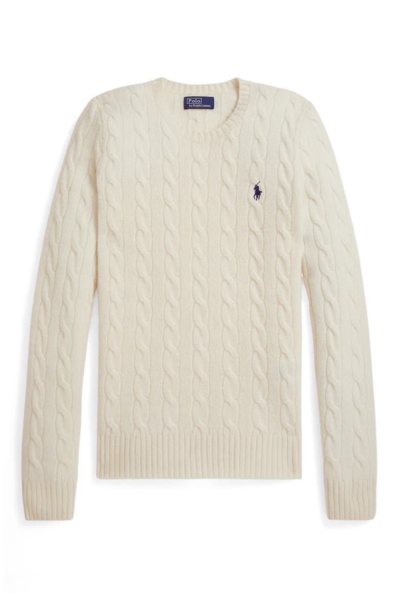 Cable Wool & Cashmere Crewneck Sweater, Alternate, color, AUTHENTIC CREAM