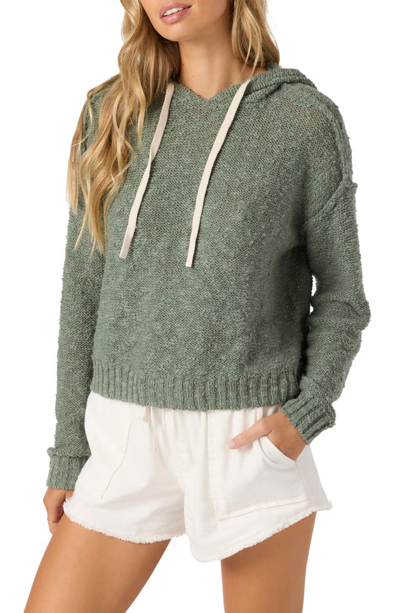O'Neill Jayne Cotton Blend Slub Hoodie, Alternate, color, Sea Spray