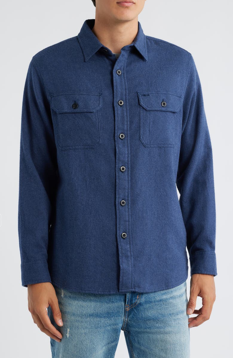Pendleton Burnside Solid Flannel Button-Up Shirt, Alternate, color, Navy Heather