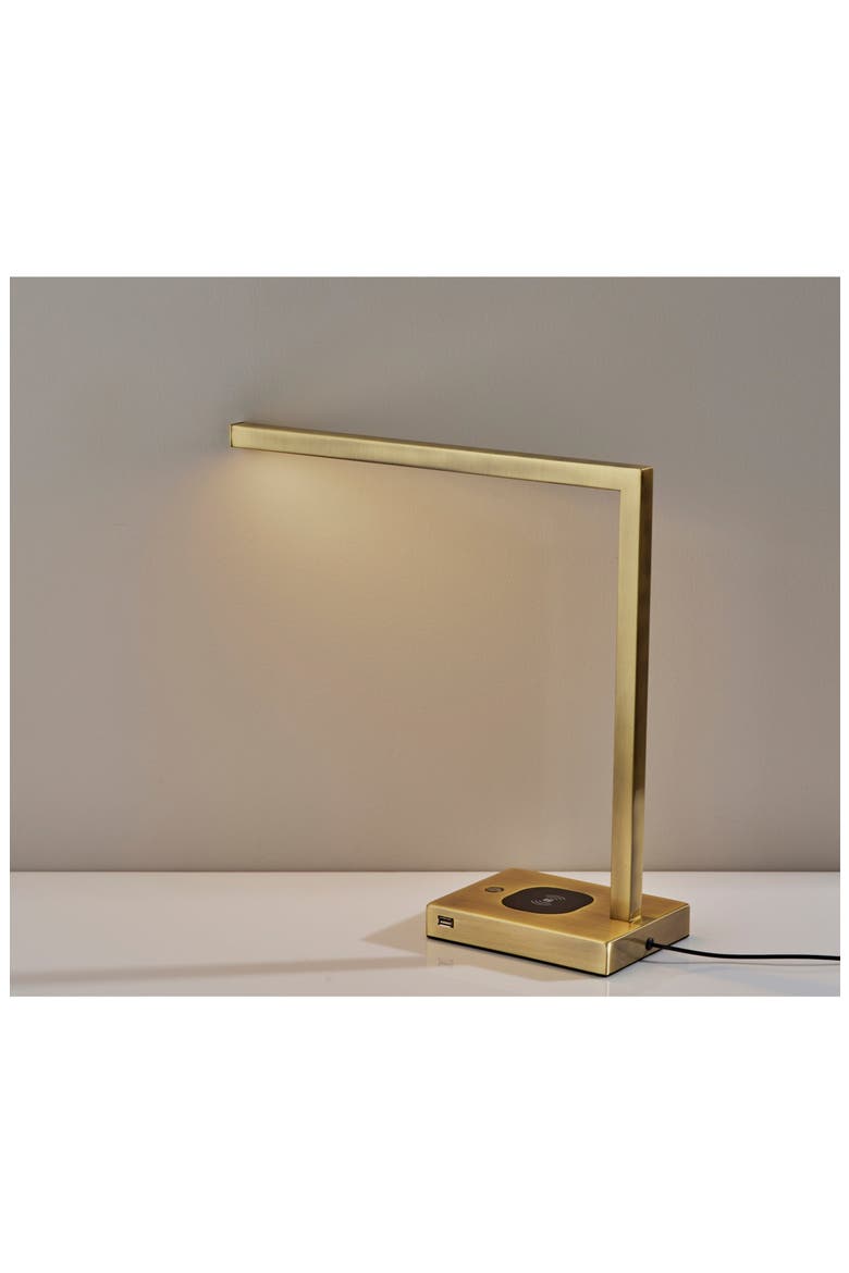 Aidan Charge LED Desk Lamp, Alternate, color, ANTIQUE BRASS