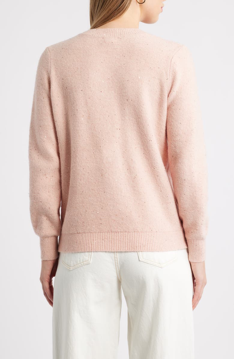 Caslon<sup>®</sup> Sequin V-Neck Sweater, Alternate, color, Pink Smoke