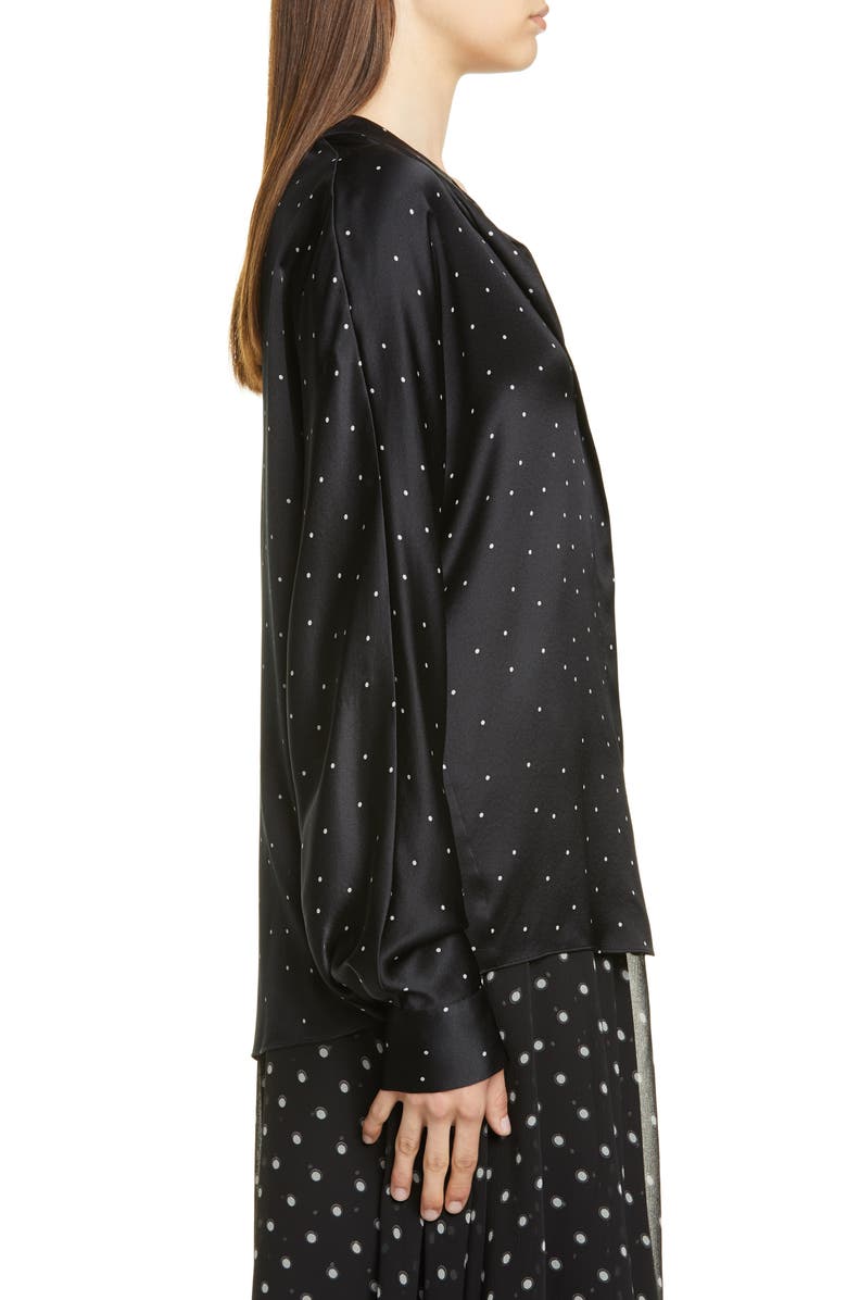 Vince Dot Print Popover Silk Blouse, Alternate, color, 