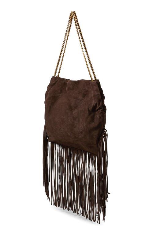 Veronica Beard Suede Fringe Slouch Shoulder Bag Espresso In Brown