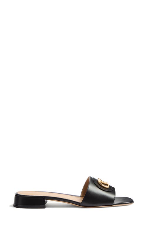 Valentino Vlogo Signature Leather Slides In Black
