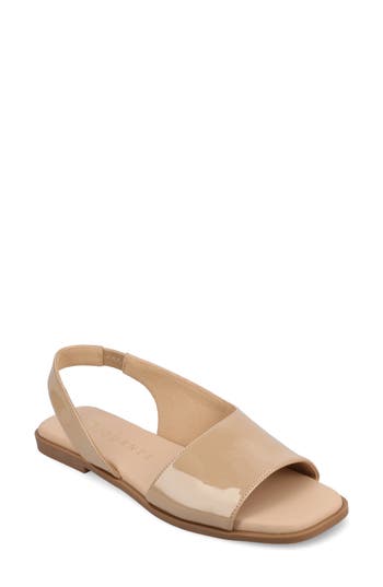 Journee Collection Brinsley Slingback Sandal In Patent/nude