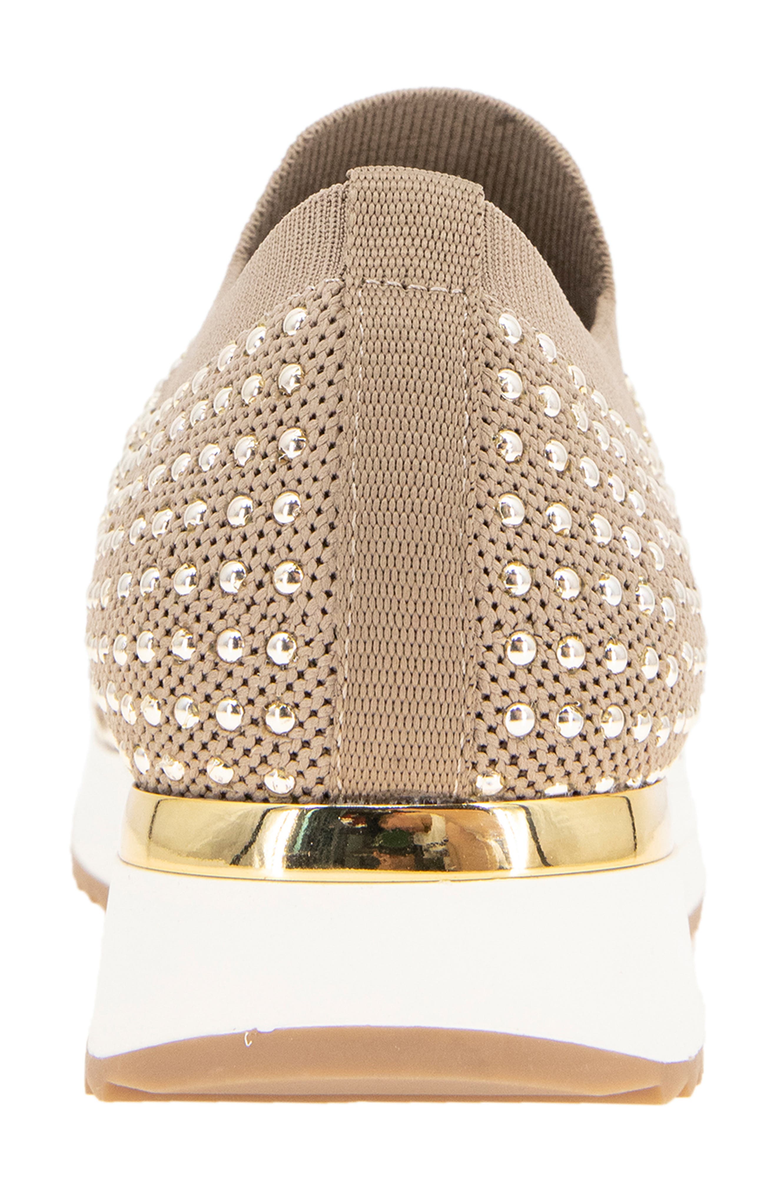 REACTION KENNETH COLE Cameron Embellished Jewel Platform Sneaker, Alternate, color, CLASSIC TAN KNIT