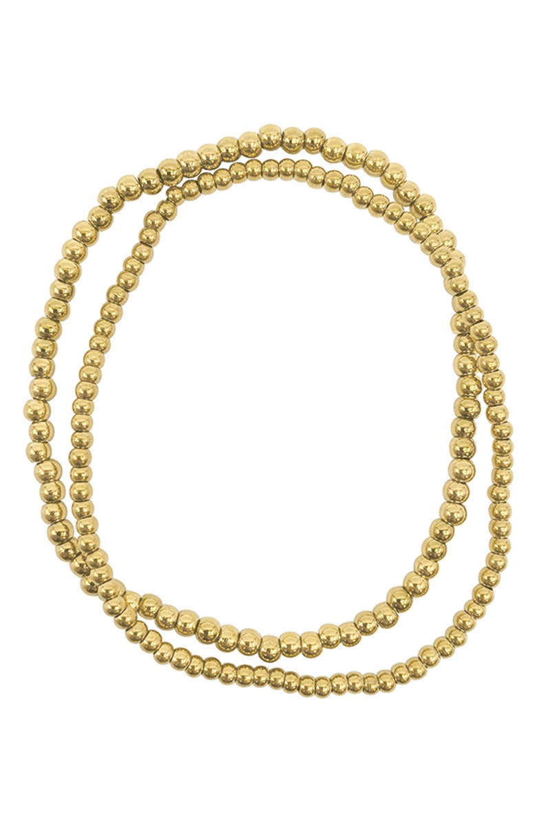 Adornia Set of 2 Ball Water Resistant Beaded Bracelets, Main, color, Yellow