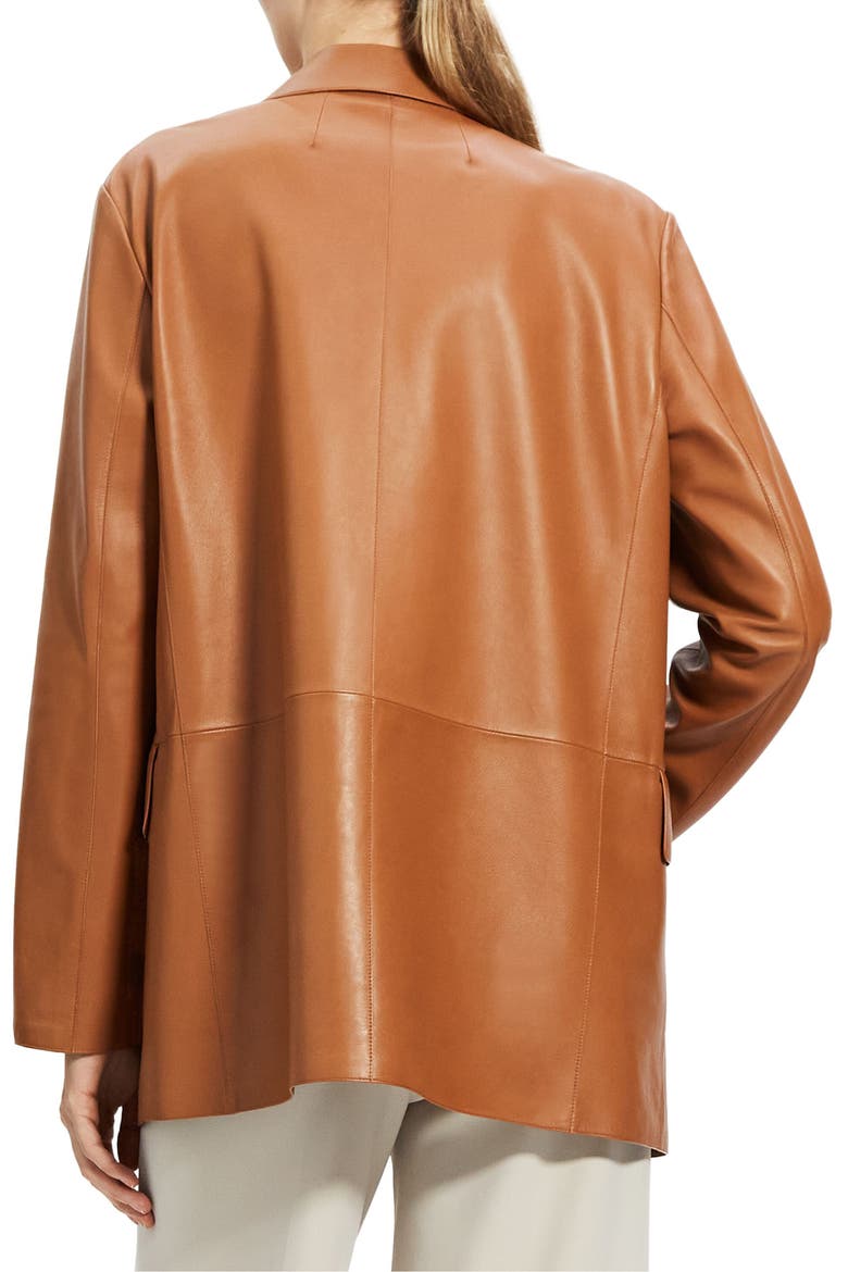 Relaxed Leather Jacket, Alternate, color, CHESTNUT