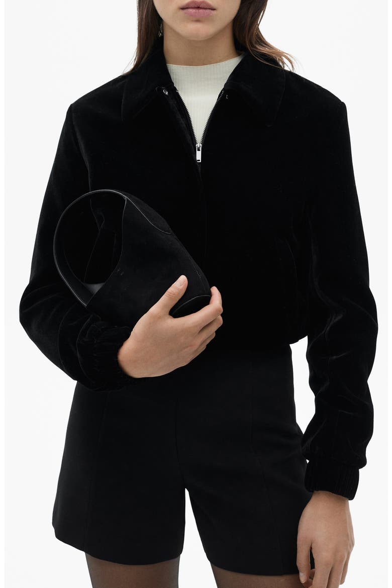 Velvet Bomber Jacket, Main, color, BLACK