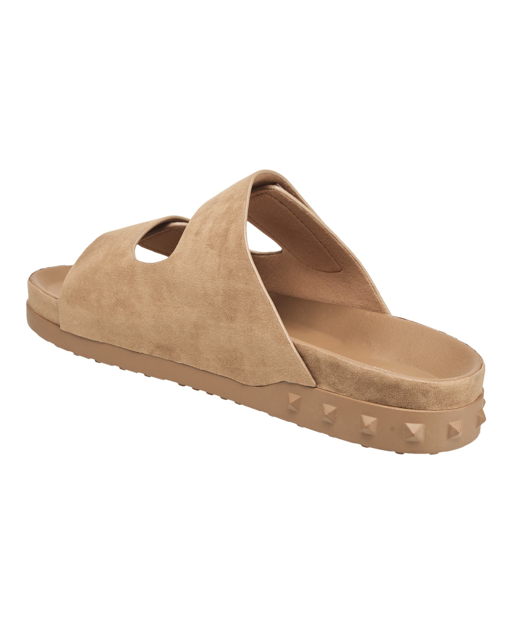 Sean Double Strap Metal Logo Sandal, Alternate, color, TAUPE