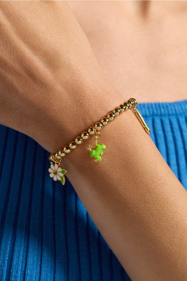 Crayola Fan Favorites Forest Green Charm Stretch Bracelet, Alternate, color, Gold