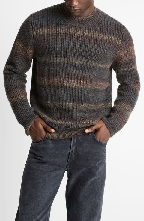 Stripe Space Dye Wool Blend Crewneck Sweater