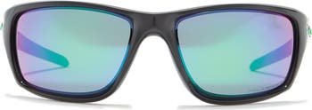 60mm Jade Irid Polarized Rectangle Sunglasses
