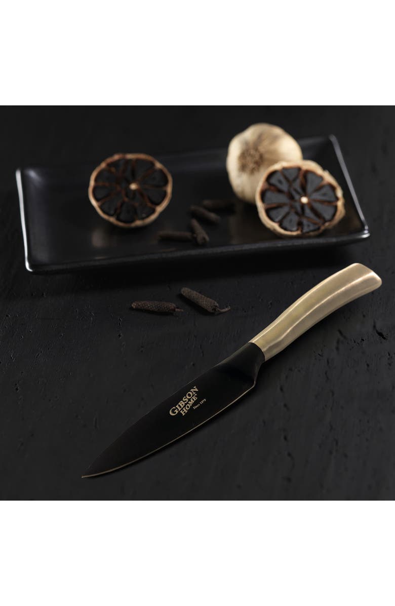 Gibson Home Opus 3.5 Inch. Stainless Steel Paring Knife with Black Blade, Alternate, color, Silver