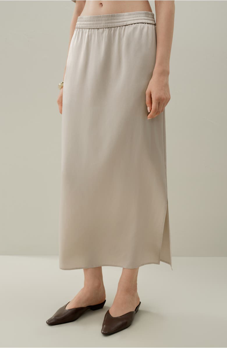 Lilysilk Washable Silk Charmeuse Pull-on Skirt, Alternate, color, Silvergray