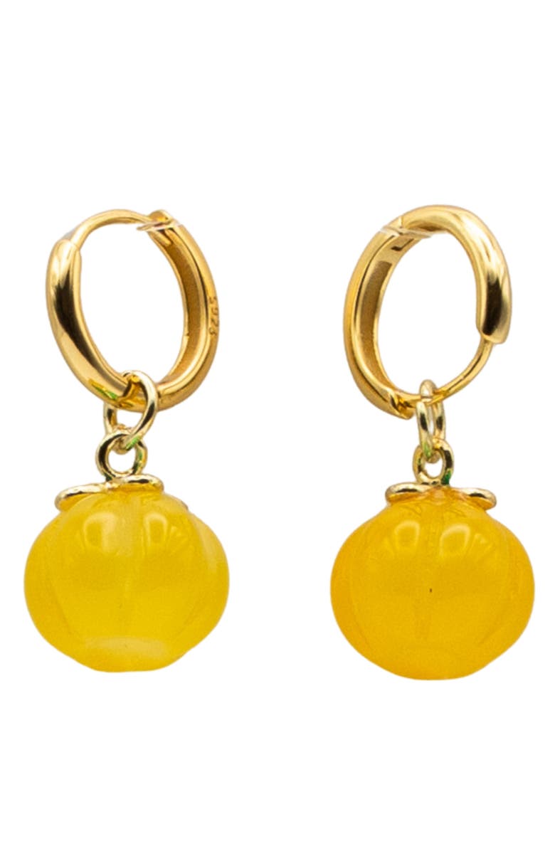 seree Harvest Pumpkin Jade stone charm earrings, Main, color, Yellow