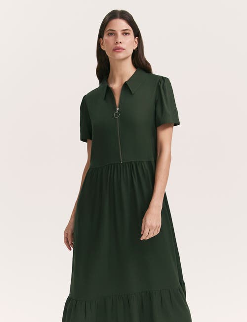 Finery London Orion Zip Front Midi Shirt Dress In Brown
