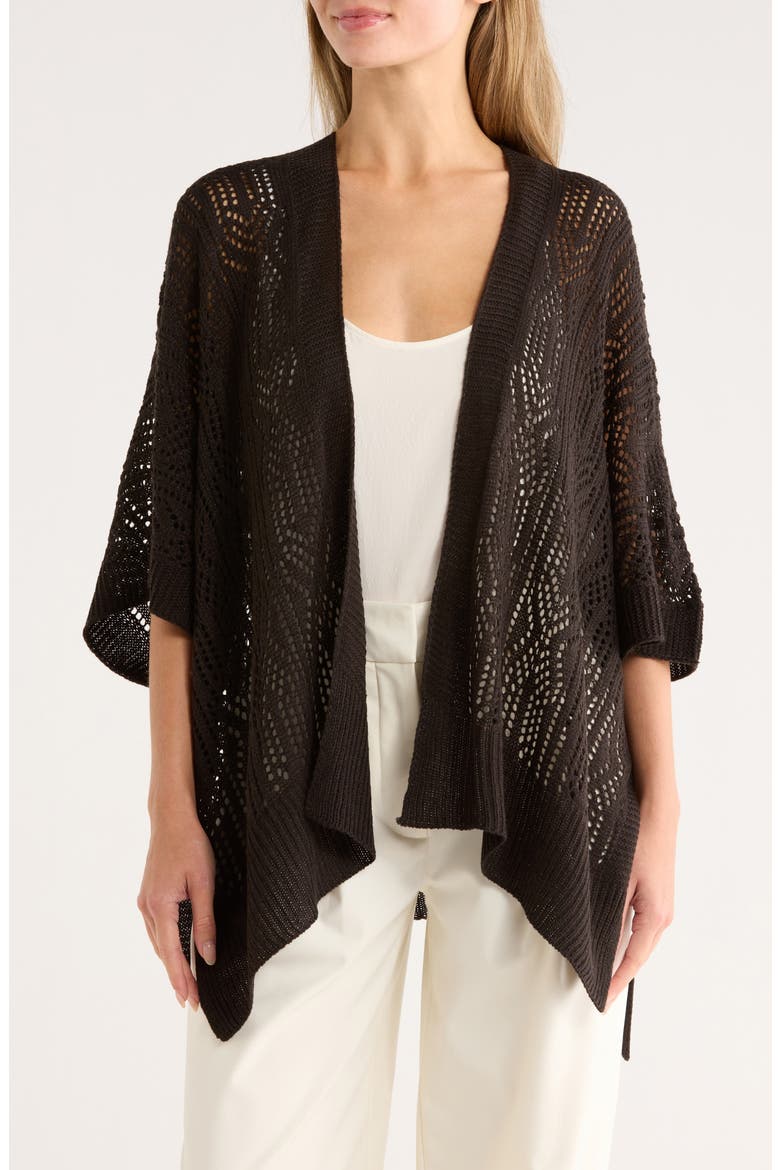 Open Knit Topper, Main, color, BLACK