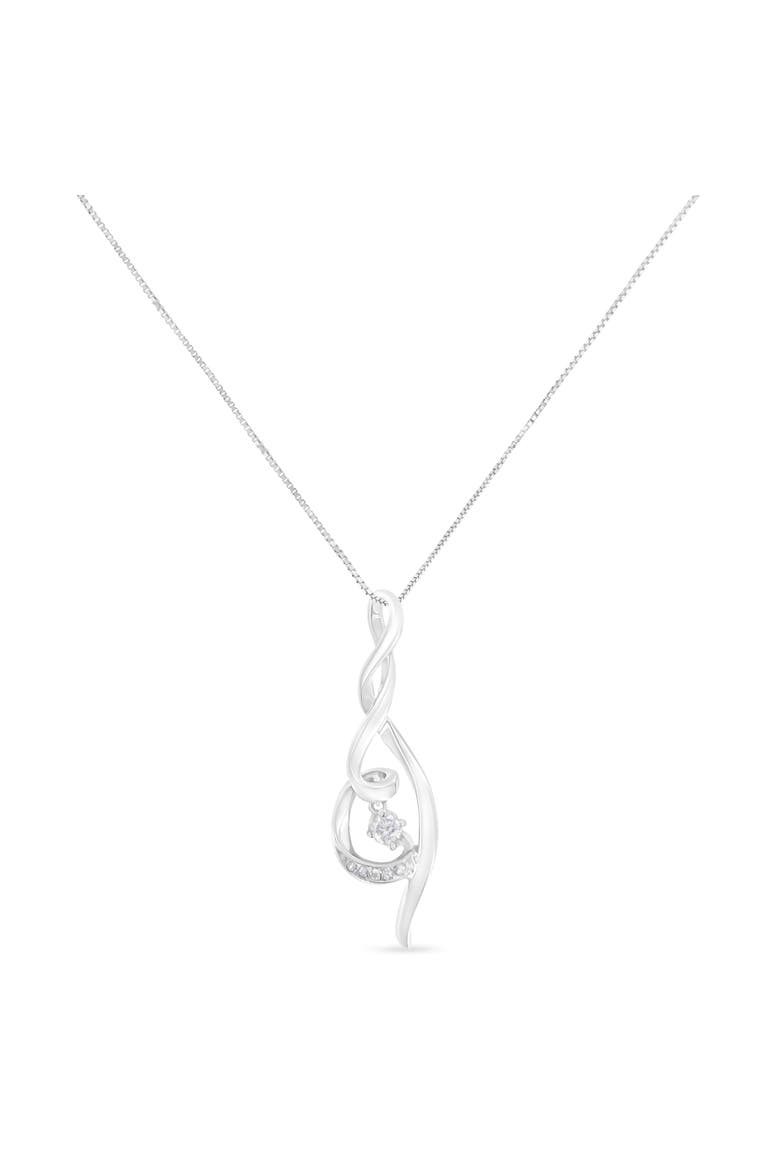 Espira 10K White Gold 1/10 cttw Diamond Swirl Pendant Necklace, Alternate, color, White