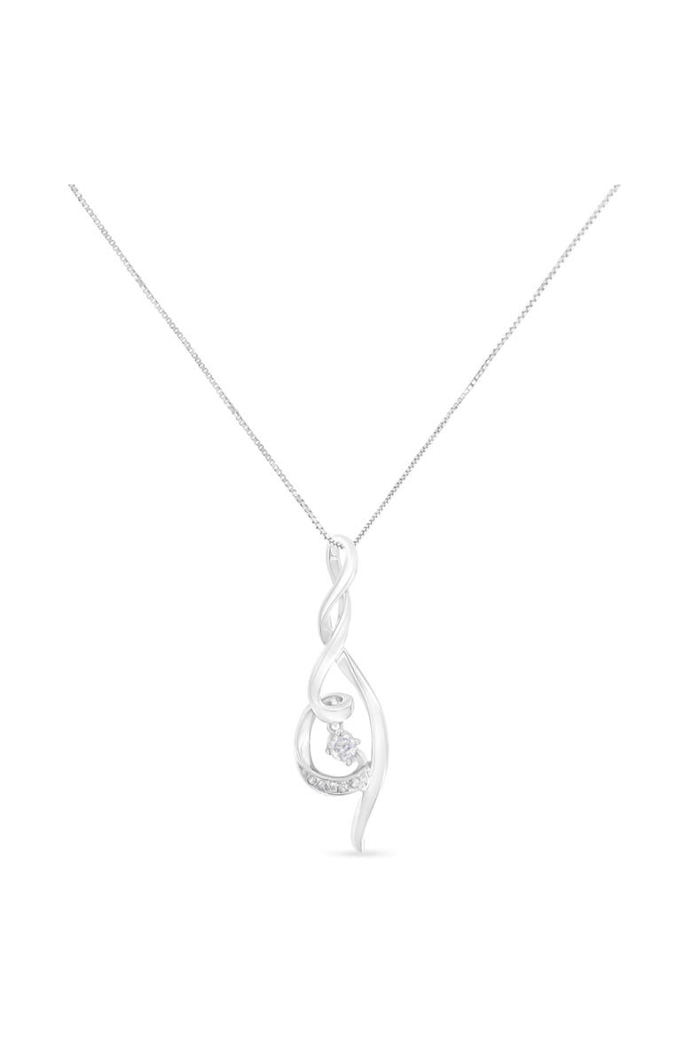Haus of Brilliance Espira 10K White Gold 1/10 cttw Diamond Swirl Pendant Necklace, Alternate, color, White