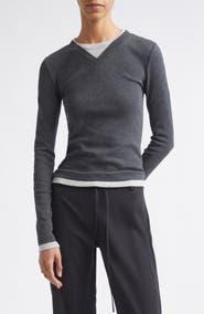 ST. AGNI V-Neck Organic Cotton Long Sleeve Tee