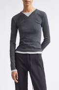 ST. AGNI V-Neck Organic Cotton Long Sleeve Tee