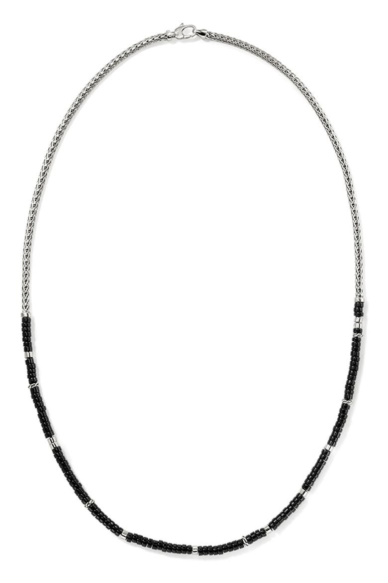 Heishi Chain Necklace, Silver, Gemstones, Alternate, color, BLACK
