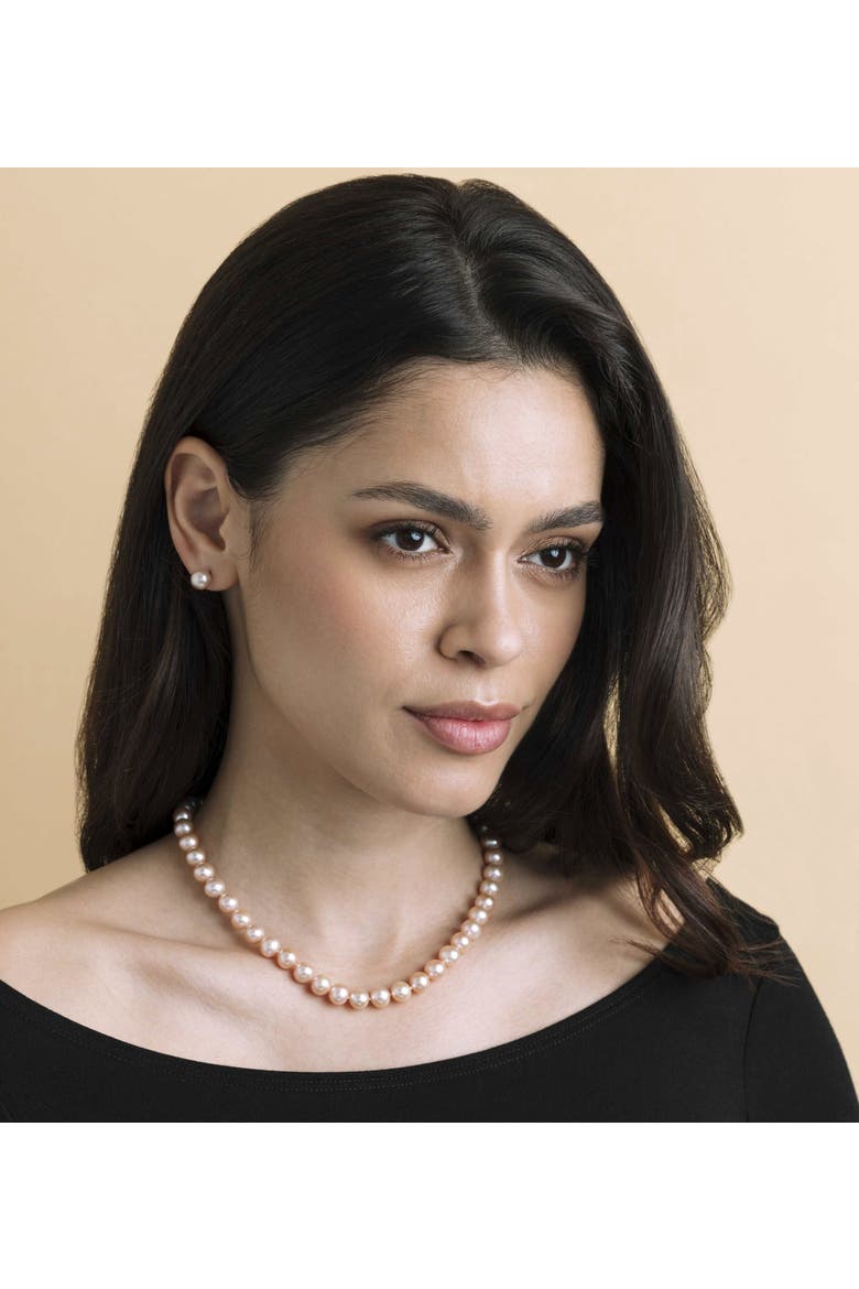 8.0-8.5mm Pink Freshwater Pearl Necklace & Earrings, Alternate, color, Pink Pearls