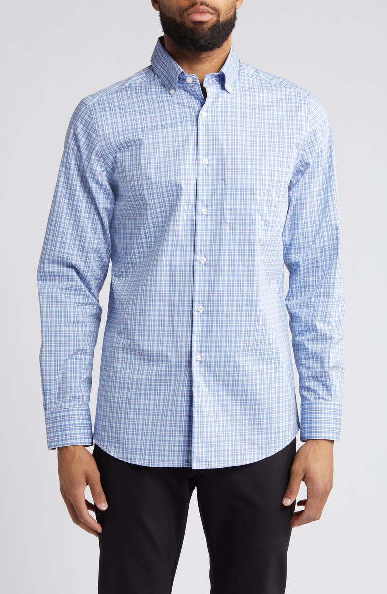 Scott Barber Performance Plaid Button-Down Shirt, Main, color,