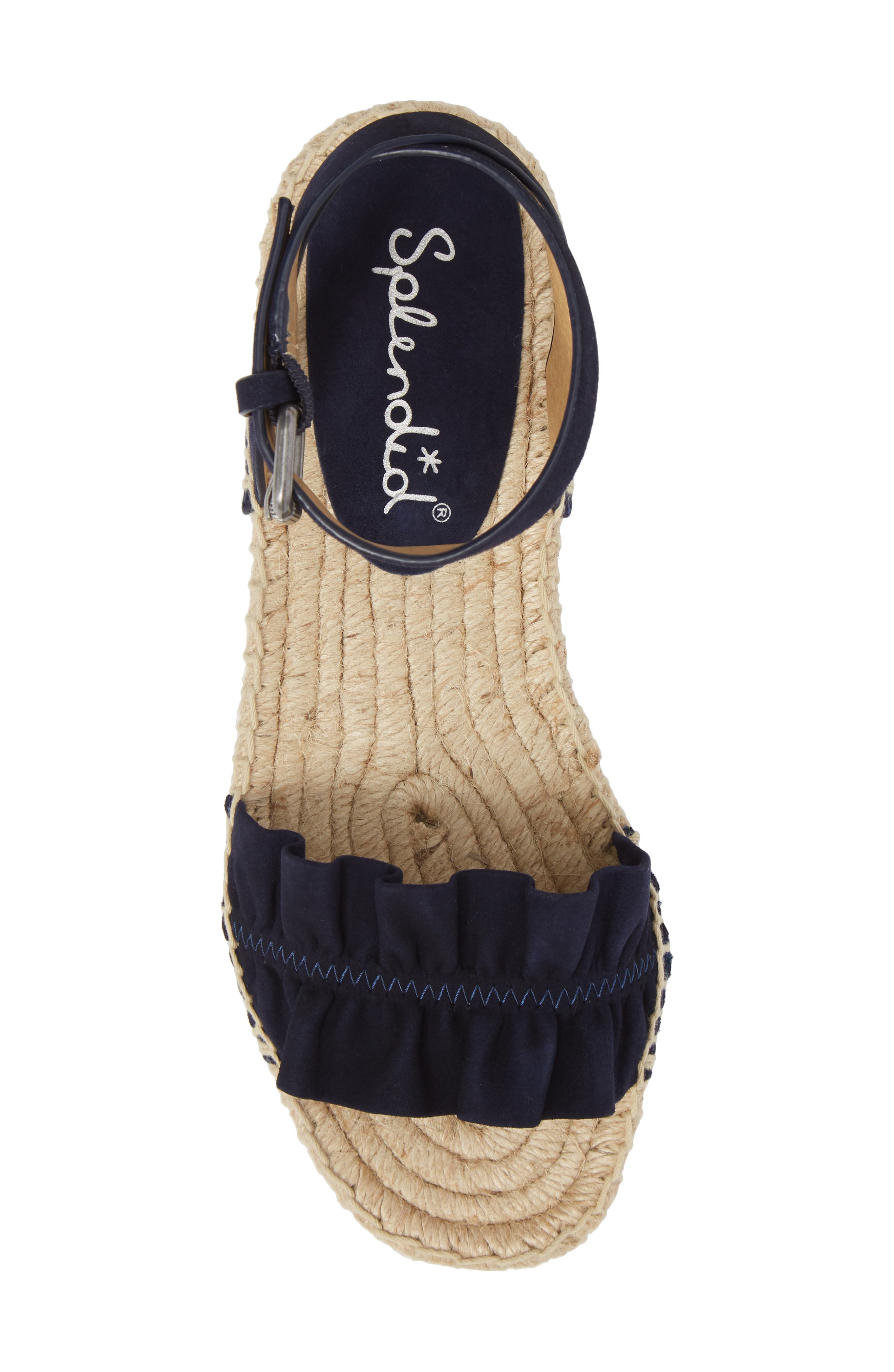 Becca Ruffled Espadrille Sandal, Alternate, color, NAVY SUEDE
