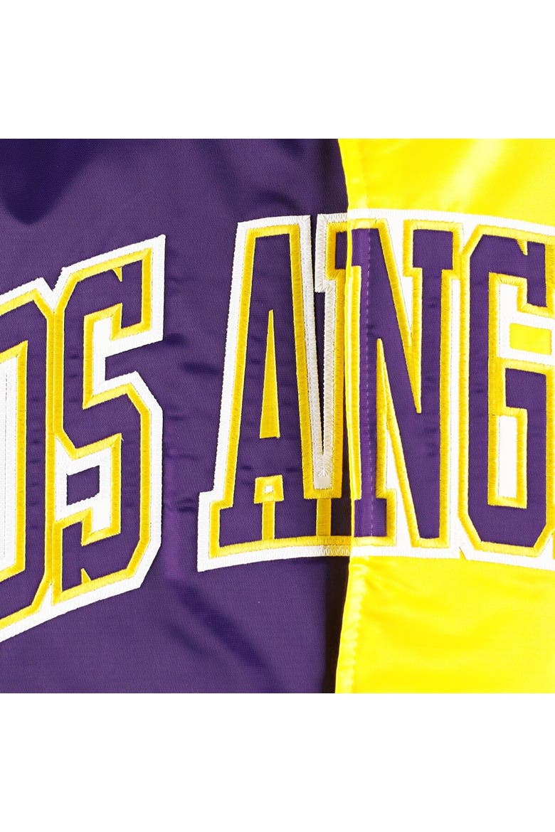 Men's Starter Purple/Gold Los Angeles Lakers Fast Break Satin Full-Snap Jacket, Alternate, color, Purple