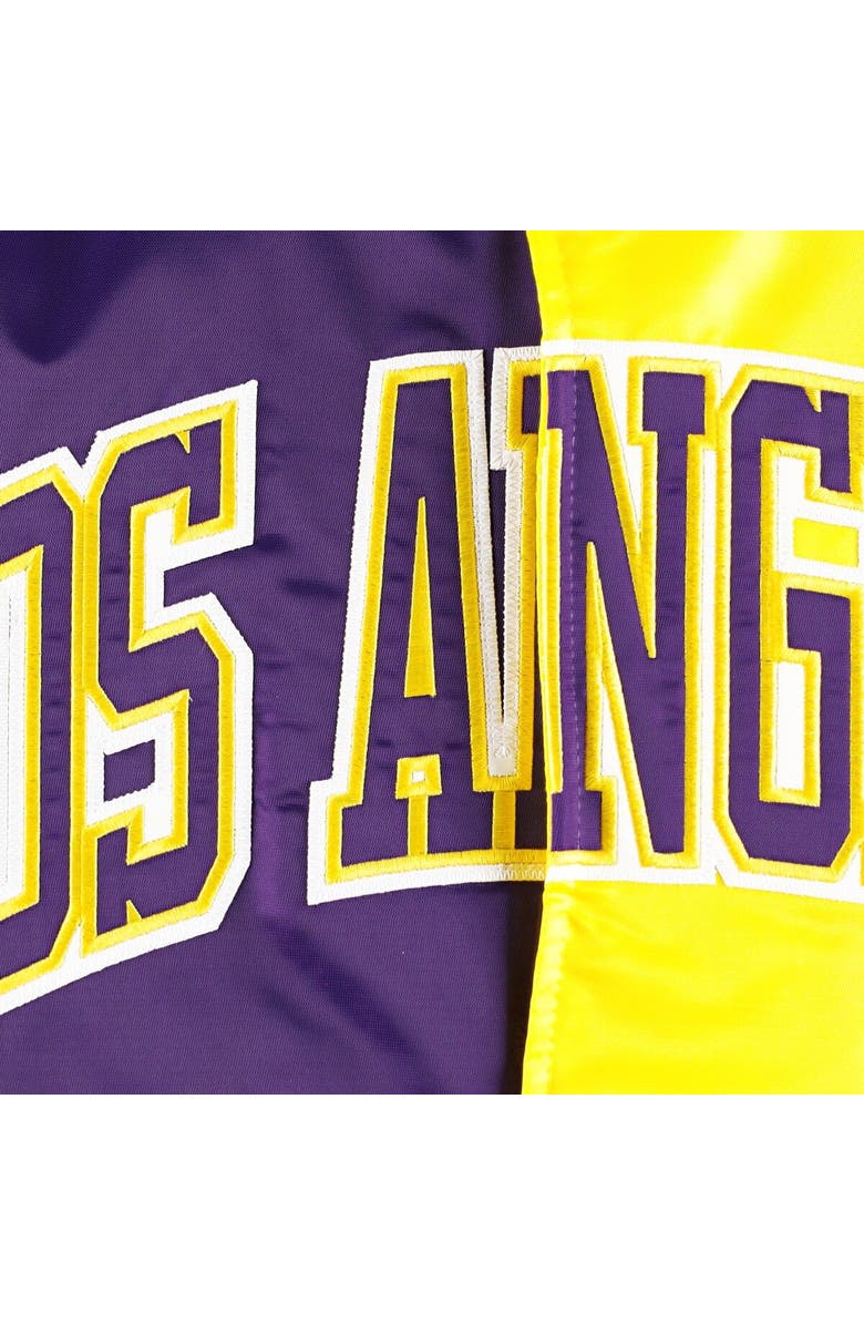 STARTER Men's Starter Purple/Gold Los Angeles Lakers Fast Break Satin Full-Snap Jacket, Alternate, color, Purple