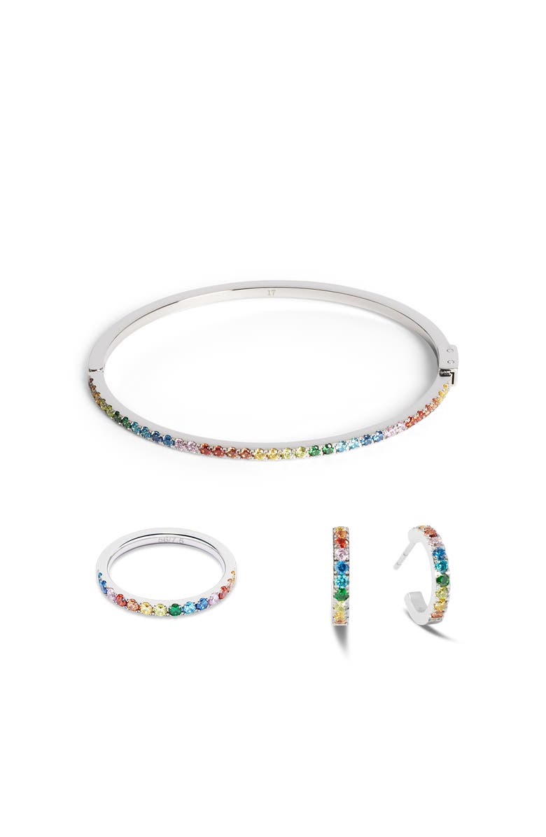 COEUR DE LION Eternal Love Mini Silver Hoop Earrings, Alternate, color, Multicolor