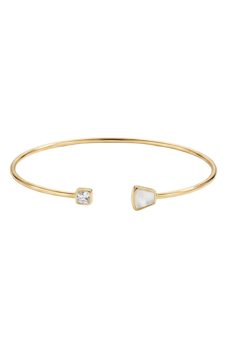 ARGENTO VIVO Mother-of-Pearl & Cubic Zirconia Cuff Bracelet, Main, color, Gold