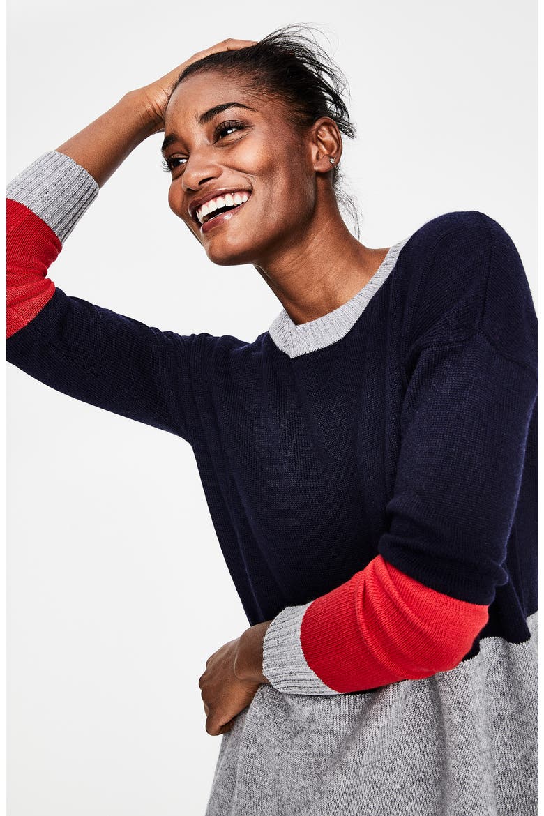Relaxed Colorblock Wool Cashmere Blend Sweater, Alternate, color, NAVY COLOURBLOCK