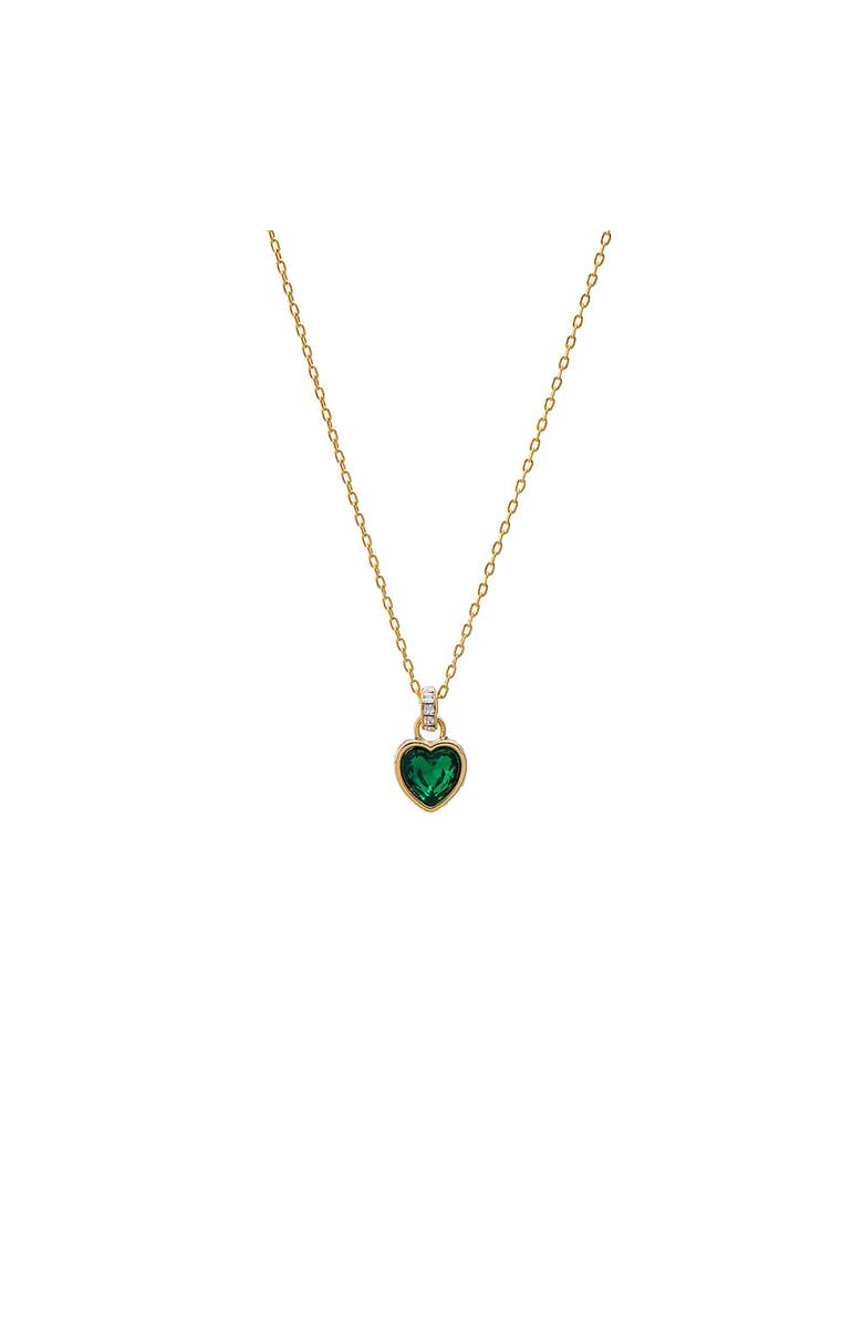 BY ADINA EDEN Emerald Green Heart Bezel Pendant Necklace, Main, color, Emerald Green