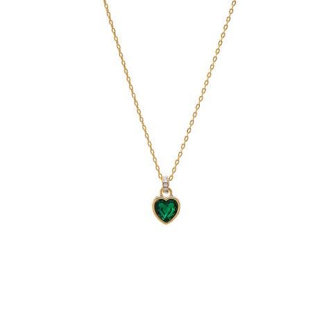 Emerald Green Heart Bezel Pendant Necklace