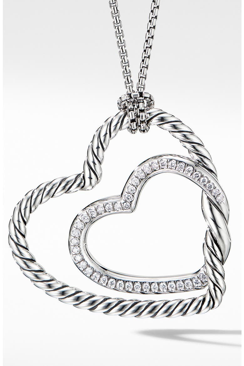 Continuance® Heart Necklace with Pavé Diamonds, Main, color, DIAMOND