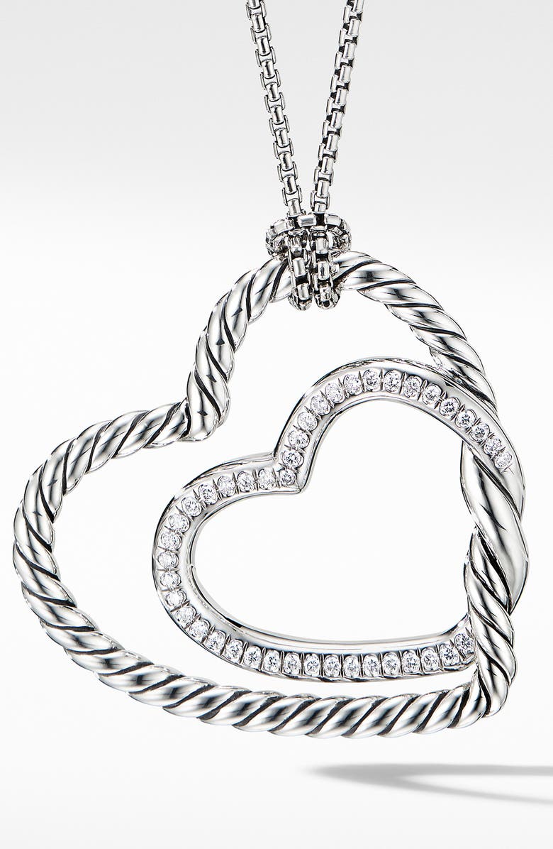 David Yurman Continuance<sup>®</sup> Heart Necklace with Pavé Diamonds, Main, color, 